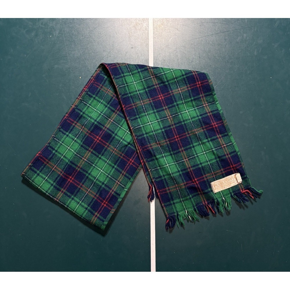 Vintage Pendleton Woolen Mills Tartan Plaid Pure Virgin Wool Scarf‎ Made In USA